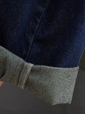 Momentlover Casual Denim Contrast Color Split-Joint Overalls