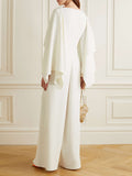 Momentlover Long Sleeves Wrap Solid Color Zipper Jumpsuits