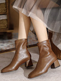 Momentlover Zipper Square-Toe Split-Joint Boots