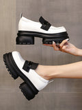 Momentlover Split-Joint Round-Toe Platform Shoes