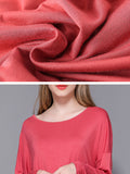 Momentlover Solid Color Modal Plus Size High-Low Long Sleeve Pajamas Dress