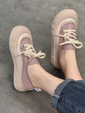 Momentlover Lace-Up Contrast Color Platform Shoes Casual Shoes