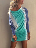 Momentlover Contrast Color Loose Bodycon Mini Dresses
