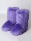 Momentlover Solid Color Round-Toe Keep Warm Boots