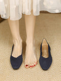 Momentlover Square-Toe Solid Color Shoes Flats