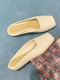 Momentlover Woven Square-Toe Split-Joint Open Toe Slippers&Mules