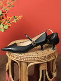 Momentlover Split-Joint Shallow Cut Pointed-Toe Lace-Up Pumps