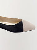 Momentlover V-Cut Split-Joint Pointed-Toe Contrast Color Flats Flat Shoes