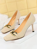 Momentlover Square-Toe Split-Joint Shallow Cut Pumps