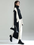 Momentlover Casual Loose Long Sleeves Contrast Color High-Neck Sweater Top&Skirt Two Pieces Set