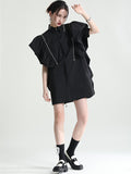 Momentlover Original Solid Color Detachable Falbala Black Mini Dress