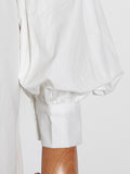 Momentlover Simple Flared Sleeves Loose Solid Color Lapel Collar Midi Dresses