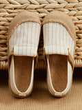 Momentlover Straw Knitting Striped Flat Shoes Casual Shoes