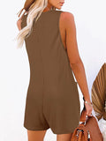 Momentlover Split-Joint Sleeveless Loose U-Neck Rompers