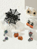 Momentlover Halloween Pumpkin Spider Bat Earrings