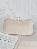 Momentlover Vintage Solid Color Velvet Hand Bag