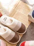 Momentlover Indoor Non-Slip Keep Warm Striped Slippers
