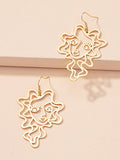 Momentlover Solid Color Hollow Geometric Figure Drop Earrings