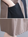 Momentlover Original Loose Split-Joint Contrast Color Midi Dress