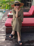 Momentlover Loose Soft Batwing Sleeve Long Dress