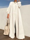 Momentlover Long Sleeves Loose Solid Color Jumpsuits