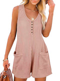 Momentlover Split-Joint Sleeveless Loose U-Neck Rompers