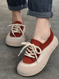 Momentlover Lace-Up Contrast Color Platform Shoes Casual Shoes