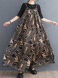 Momentlover Printed Wide Leg Loose Spaghetti-Neck Overalls