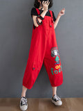 Momentlover Original Cartoon Printed Puff Denim Overalls
