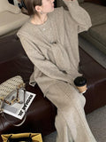 Momentlover Solid Color Wide Leg Loose Round-Neck Three Pieces Set
