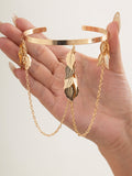 Momentlover Stylish Leaves Geometric Tasseled Arm Chain Accessories