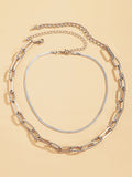 Solid Color Double Layered Chains Necklaces Accessories