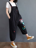 Momentlover Original Cartoon Printed Puff Denim Overalls