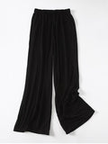 Momentlover Comfortable Drawstring Solid Color Loose Pants