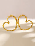 Momentlover Solid Color Hollow Heart Shape Geometric Drop Earrings