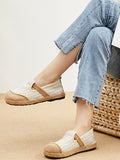 Momentlover Straw Knitting Striped Flat Shoes Casual Shoes