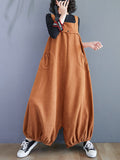 Momentlover Original With Pocket Solid Color Corduroy Overalls