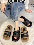 Momentlover Velvet Split-Joint Slippers