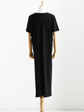 Momentlover Original Solid Split-Side Elasticity Waist Dress
