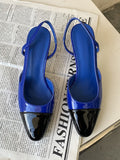 Momentlover Round Cut Pointed-Toe Contrast Color Sling Shoes