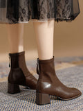 Momentlover Zipper Square-Toe Split-Joint Boots