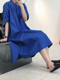 Momentlover Original Solid Round-Neck Shirt Dress