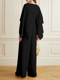 Momentlover Long Sleeves Wrap Solid Color Zipper Jumpsuits