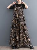 Momentlover Printed Wide Leg Loose Spaghetti-Neck Overalls