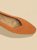 Momentlover V-Cut Square-Toe Split-Joint Solid Color Flat Shoes