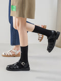 Momentlover Round-Toe Hollow Sandals Gladiators