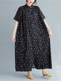 Momentlover Original Polka-Dot Stand Collar Shirts Dress