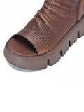 Momentlover Urban Black Brown Zipper Hollow Platform Shoes