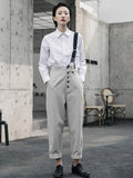 Momentlover Vintage One-Shoulder Multi-Buckle Jumpsuit