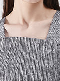Momentlover Urban Loose Solid Color Tied Pleated Top&V-Back Vest Dress Two Pieces Set